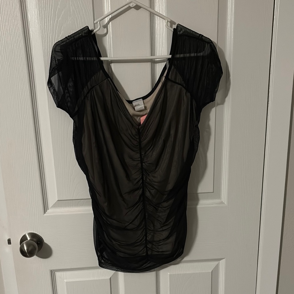 Lilian Black and Tan Ruched Top